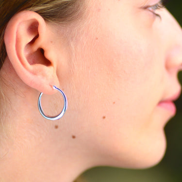 Sterling Silver Tapered Creole Hoop Earrings