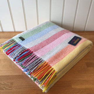 Stripe Rainbow Grey Throw