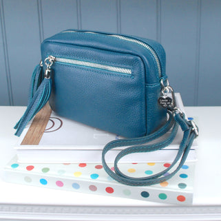 Personalised Leather Crossbody Bag with Patterned Strap – Penelopetom