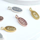 Oval disc charms in silver, gold and rose gold with personalised engraved name or message