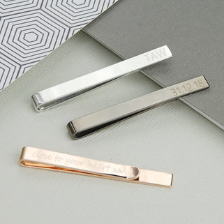 Personalised Tie Clip Initials and Date Stainless Steel Gift 