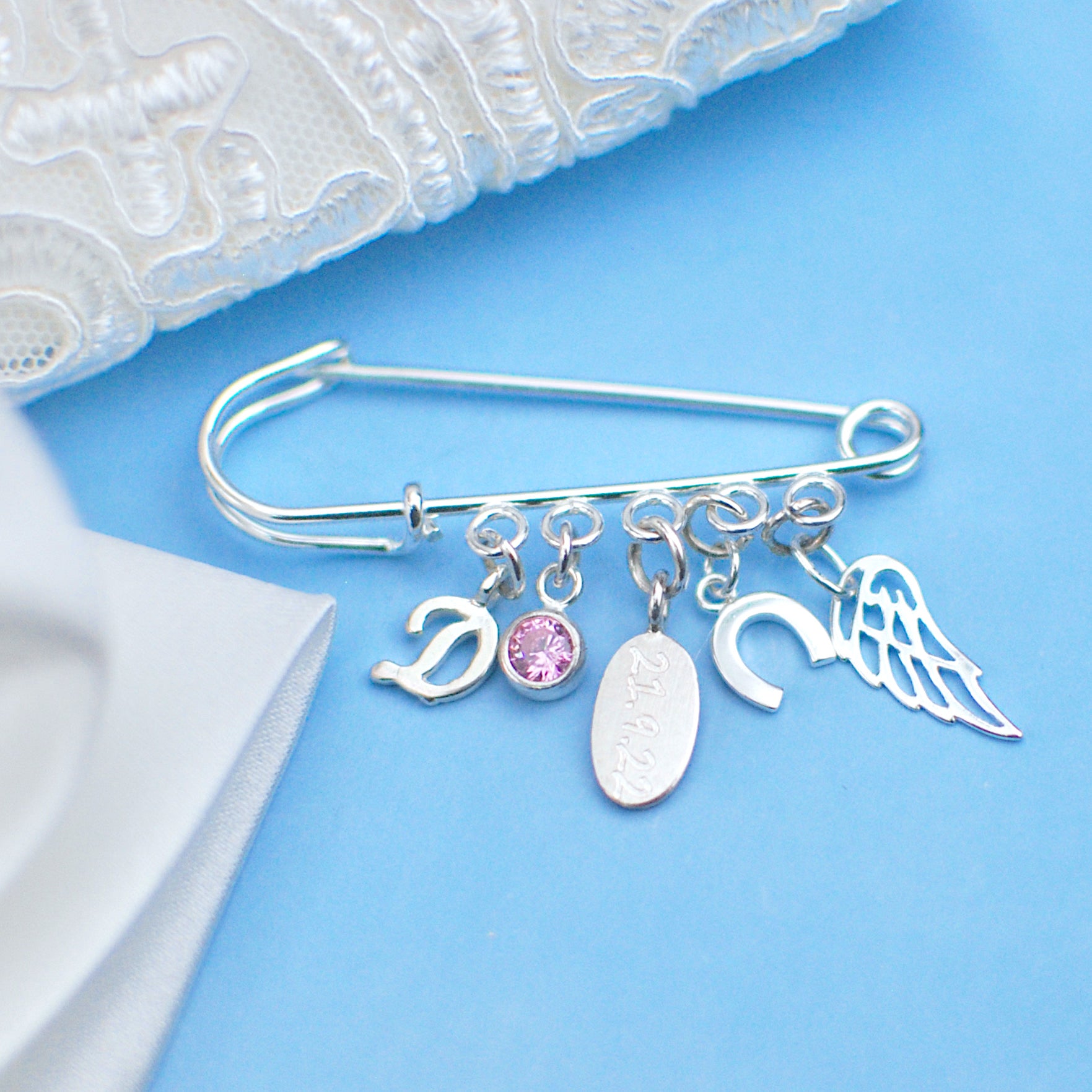 Personalised Sterling Silver Wedding Keepsake Charm Pin Penelopetom